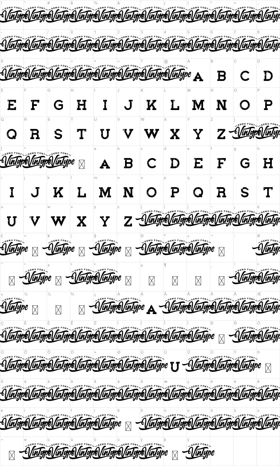 Hounderfont character map
