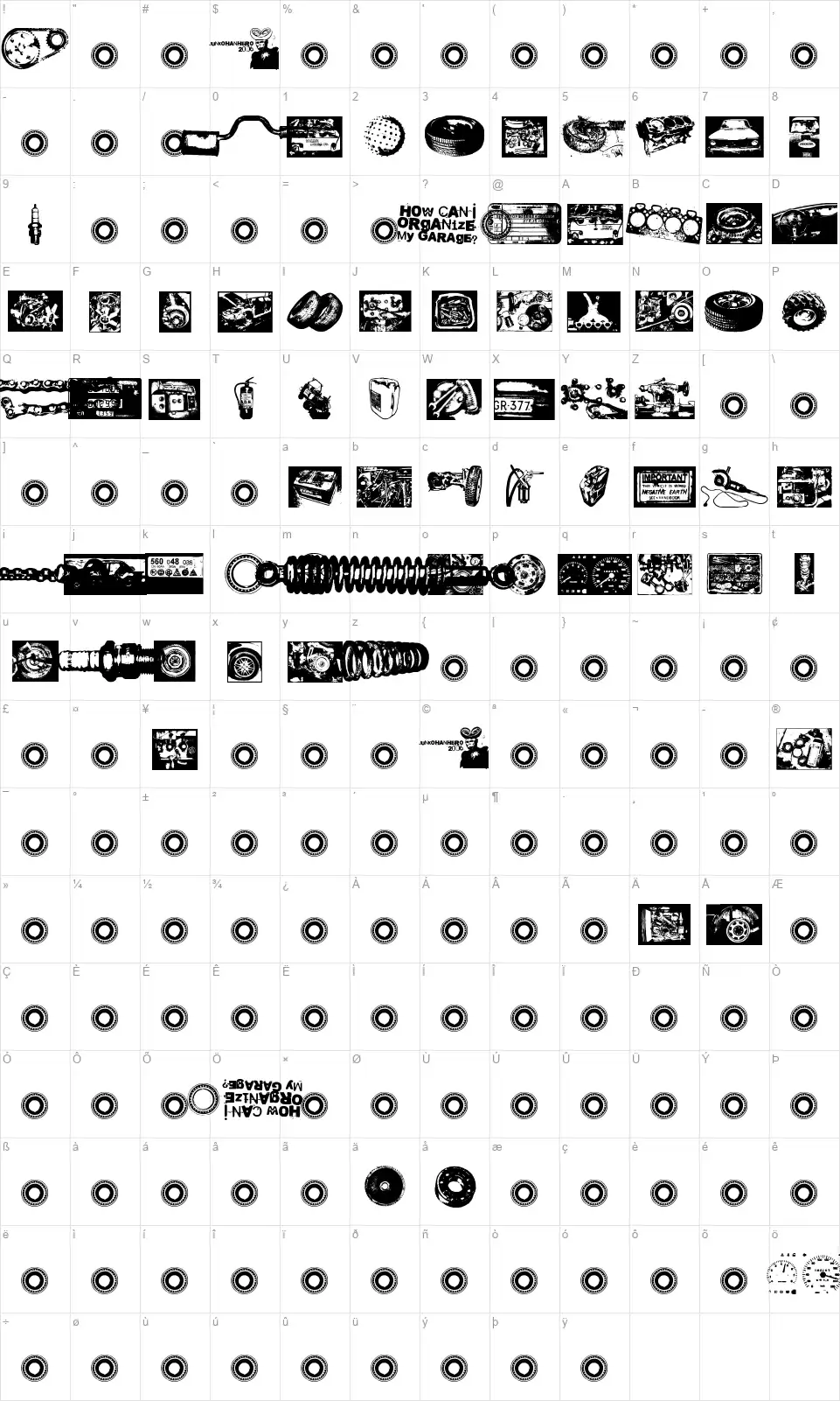 How Can I Organize My Garage?font character map