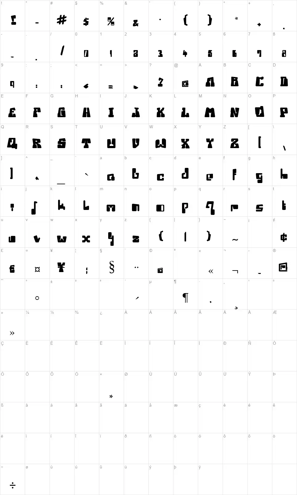 Ice Station Awesomefont character map
