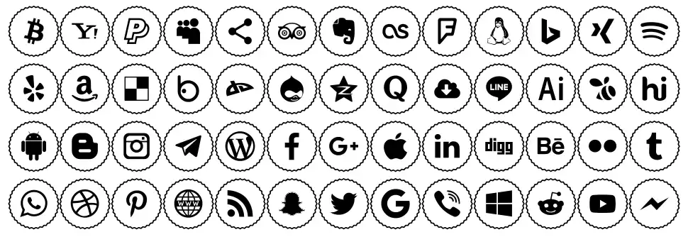 Icons Social Media 2font specimens