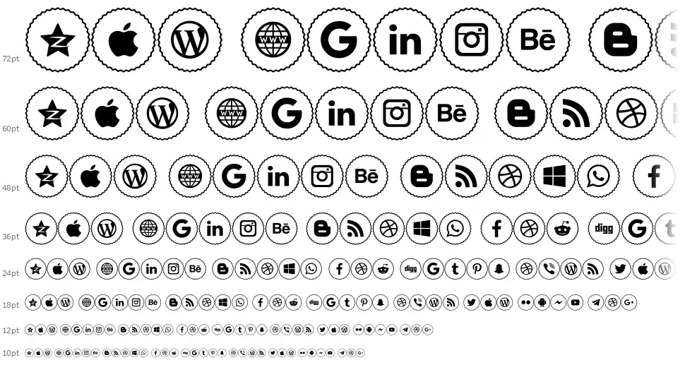 Icons Social Media 2font waterfall