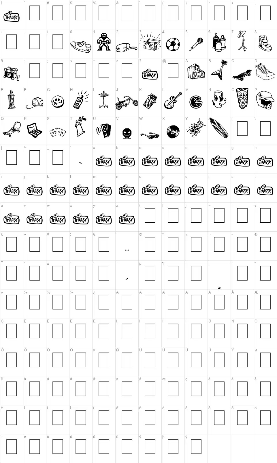 In my Roomfont character map