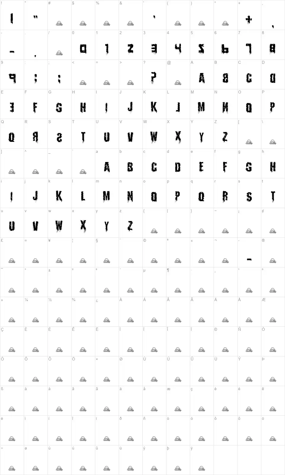 Infektionfont character map