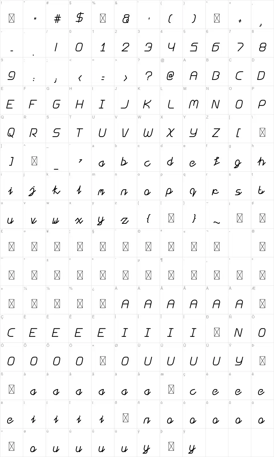 Island Nationfont character map
