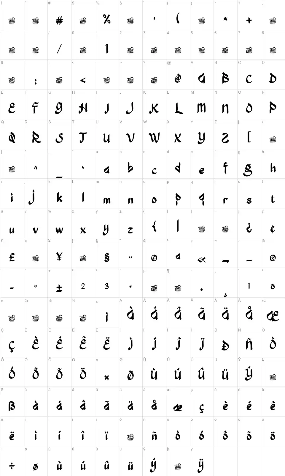 Jaiz Syoeb Table des caractères Jaiz Syoebfont character map