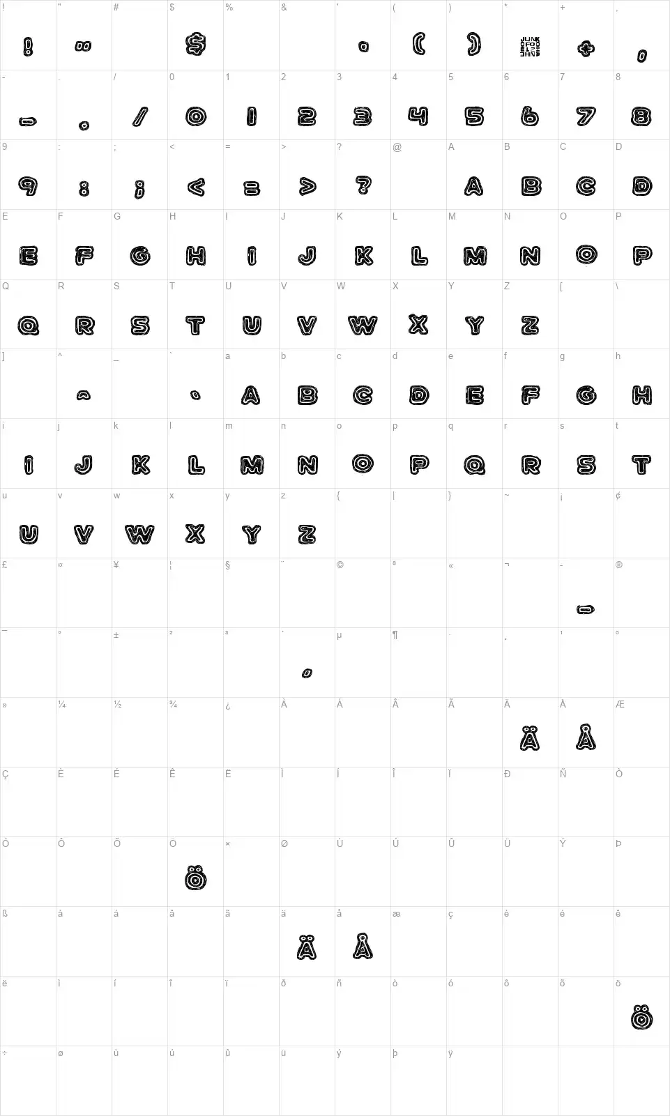 Jazz Zebrafont character map