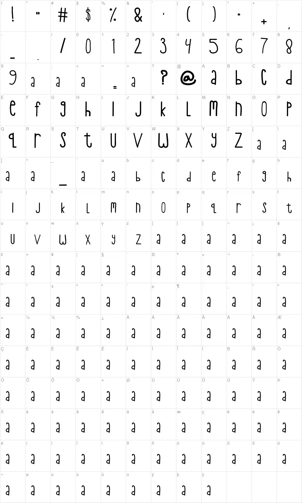 Juni 2009font character map