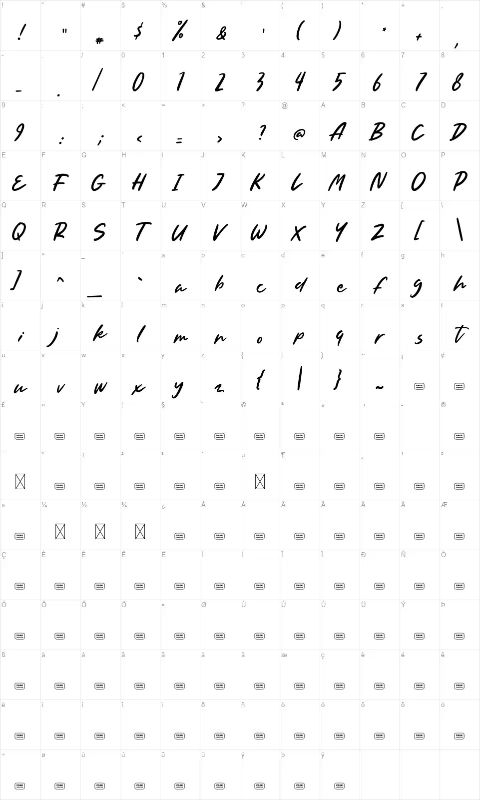 Just For Youfont character map