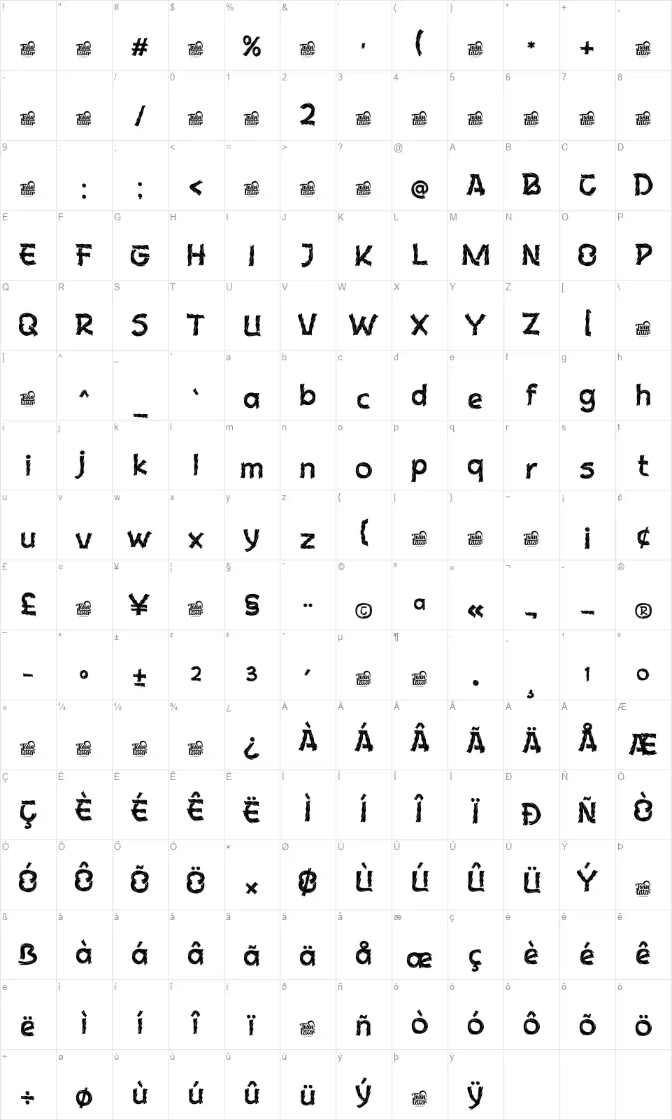 Kellas Berat Table des caractères Kellas Beratfont character map