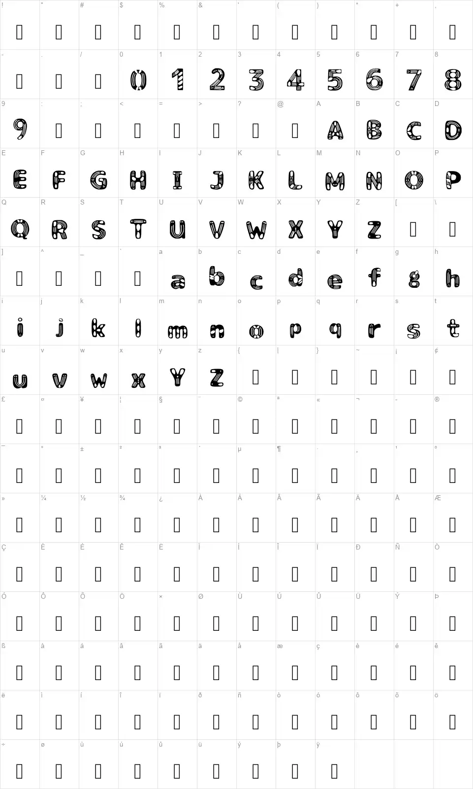 ketapang stole Table des caractères ketapang stolefont character map