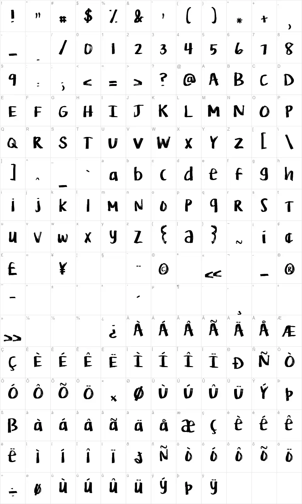 KG Life is Messyfont character map