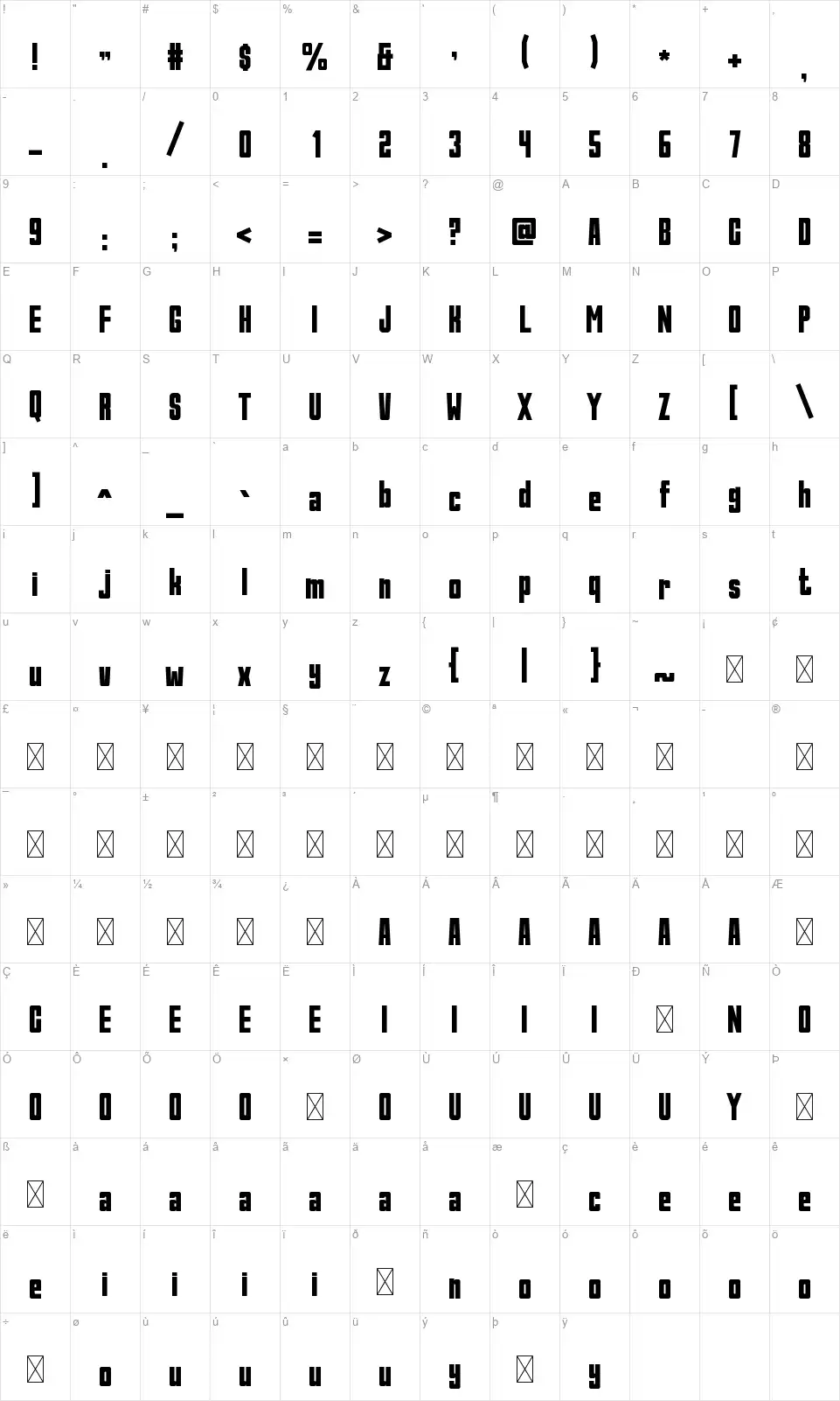 Kickoff Table des caractères Kickofffont character map