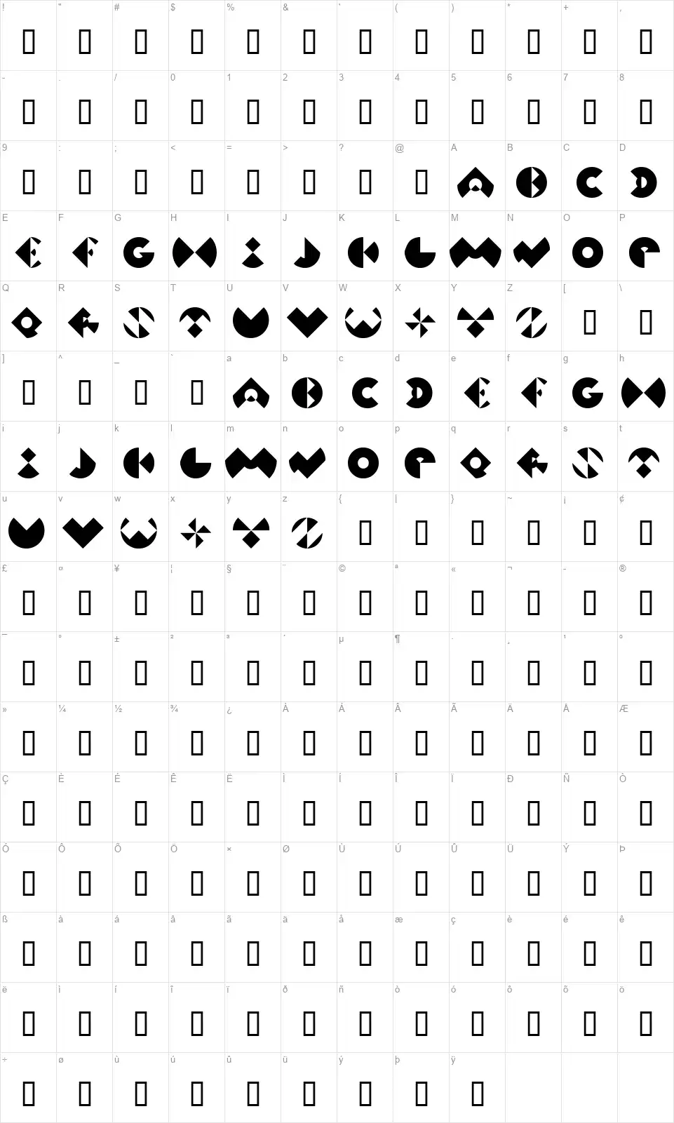 KVfont character map