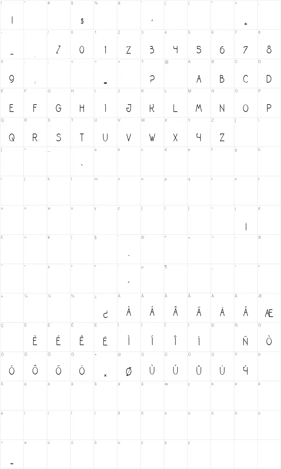 Le cabaret des fousfont character map