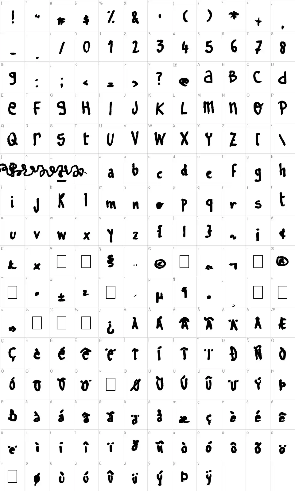 Learn To Spellfont character map