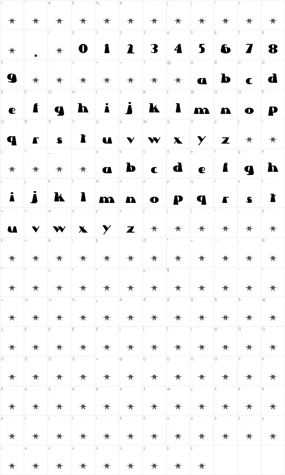 Lettre Dans Le Decorfont character map