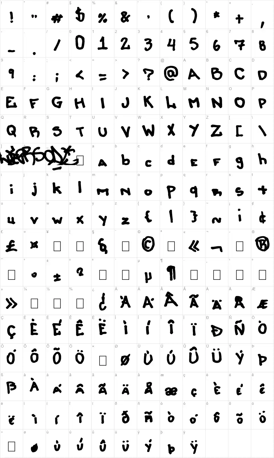 Lierson Mattenhauerfont character map