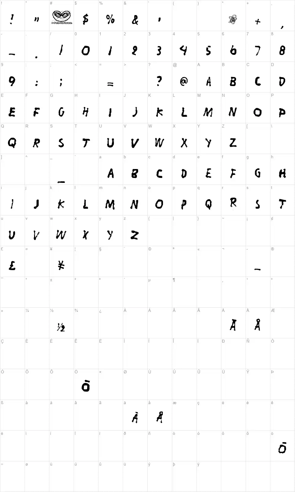 Liitufont character map