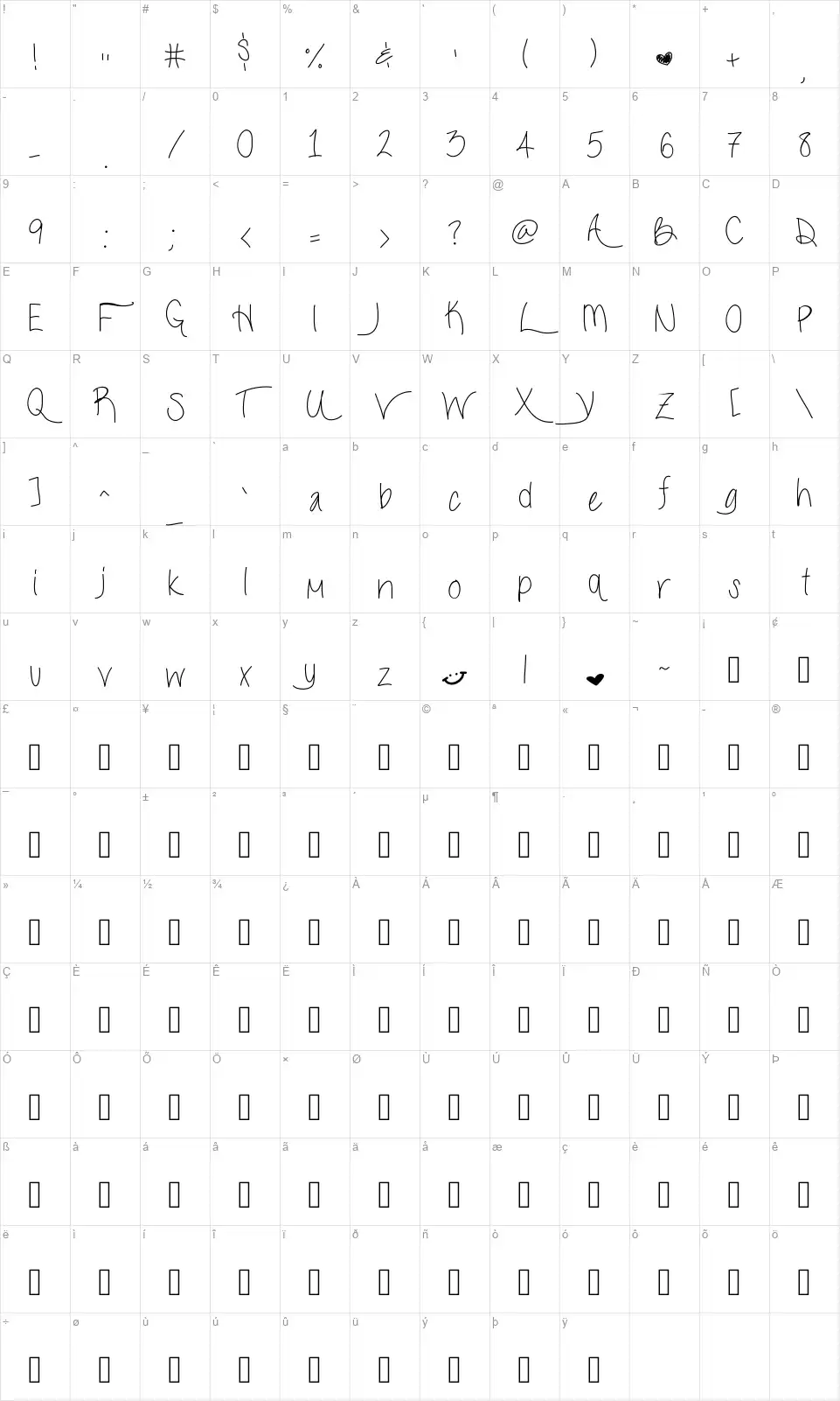 Live*laugh*Lovefont character map