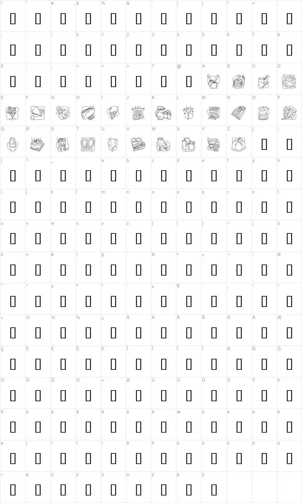 LMS Junk Food Junkyfont character map