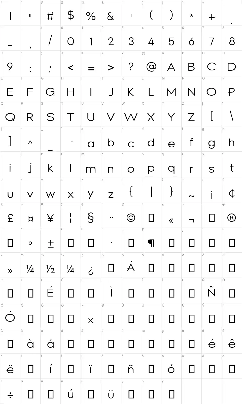 Logoplexifont character map
