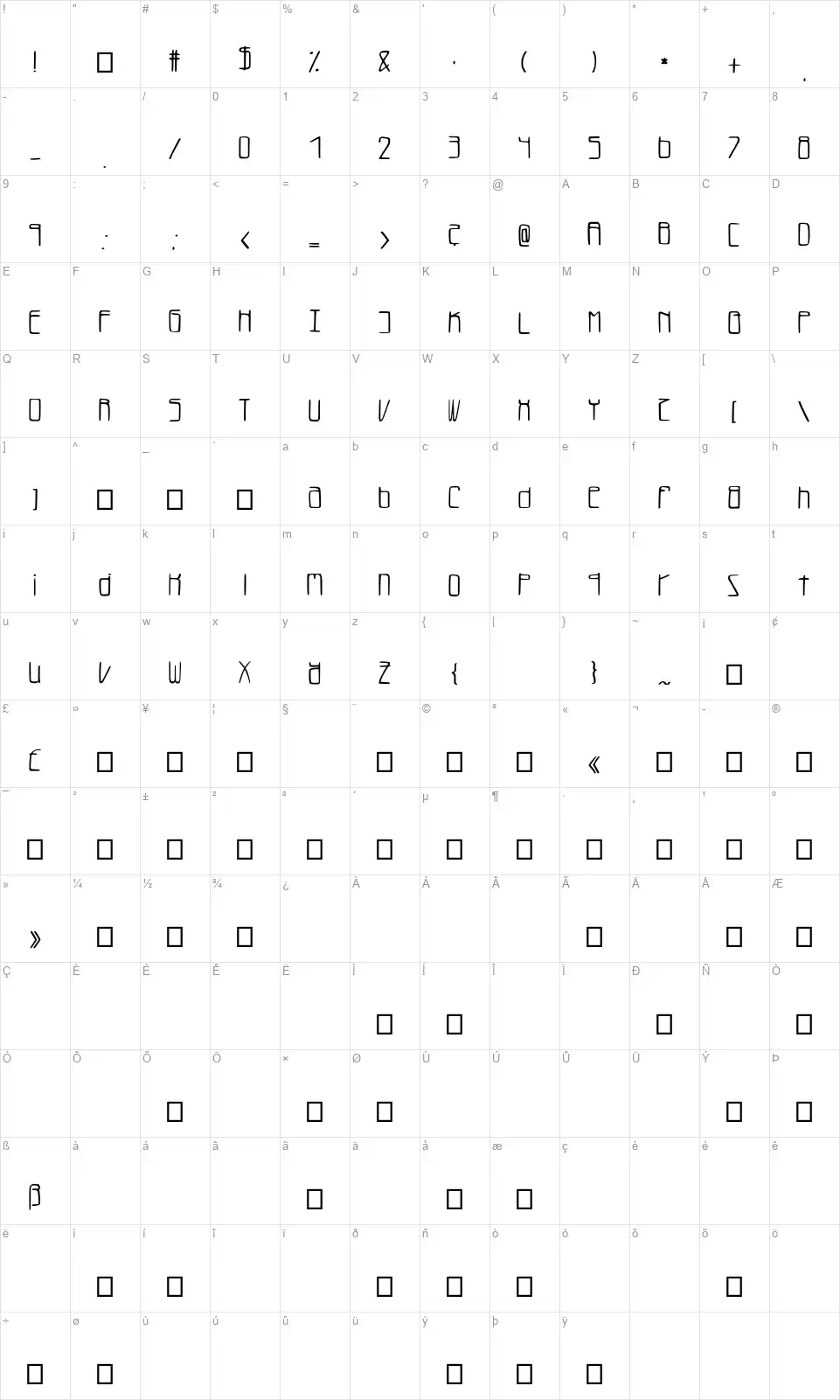 LukeFontfont character map