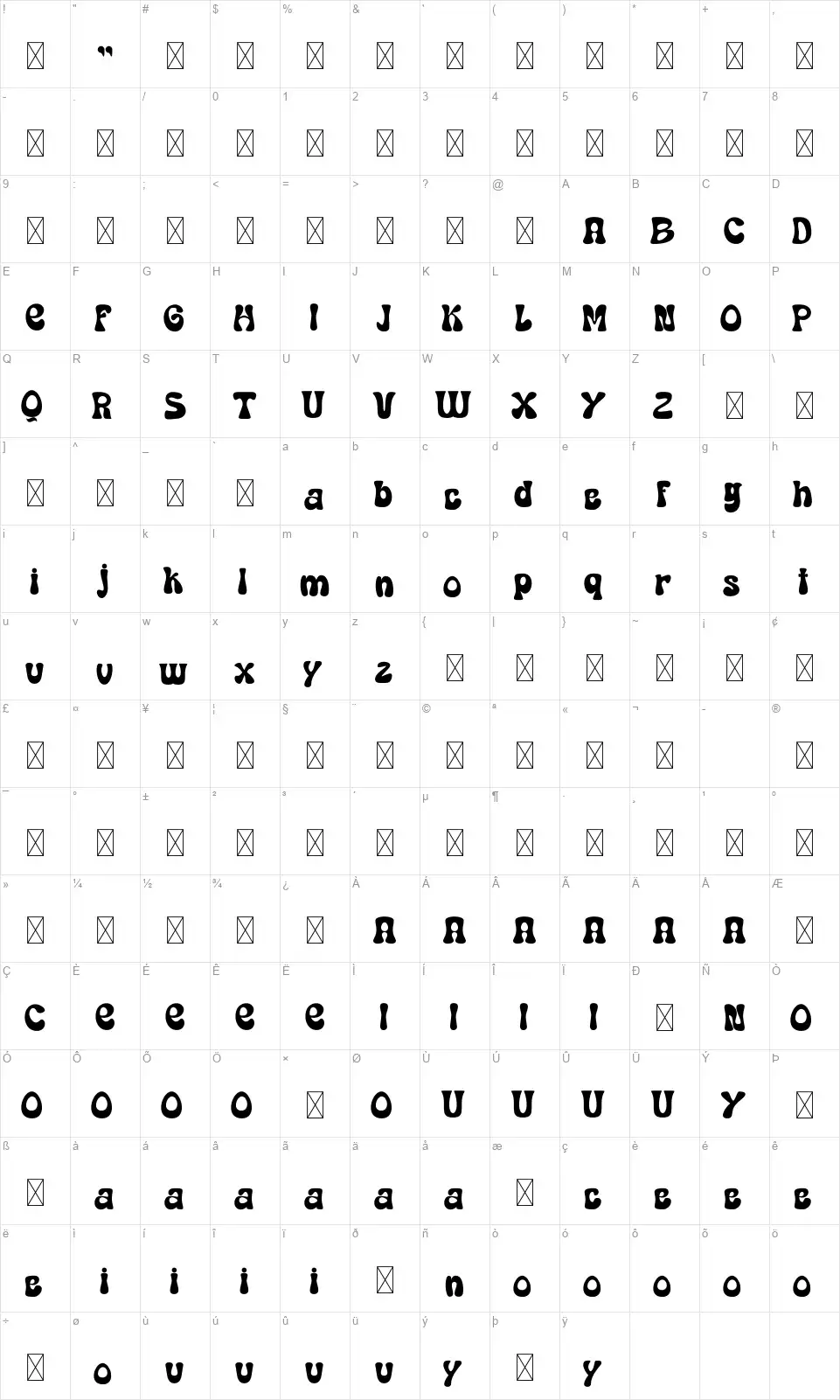 Lumida Table des caractères Lumidafont character map