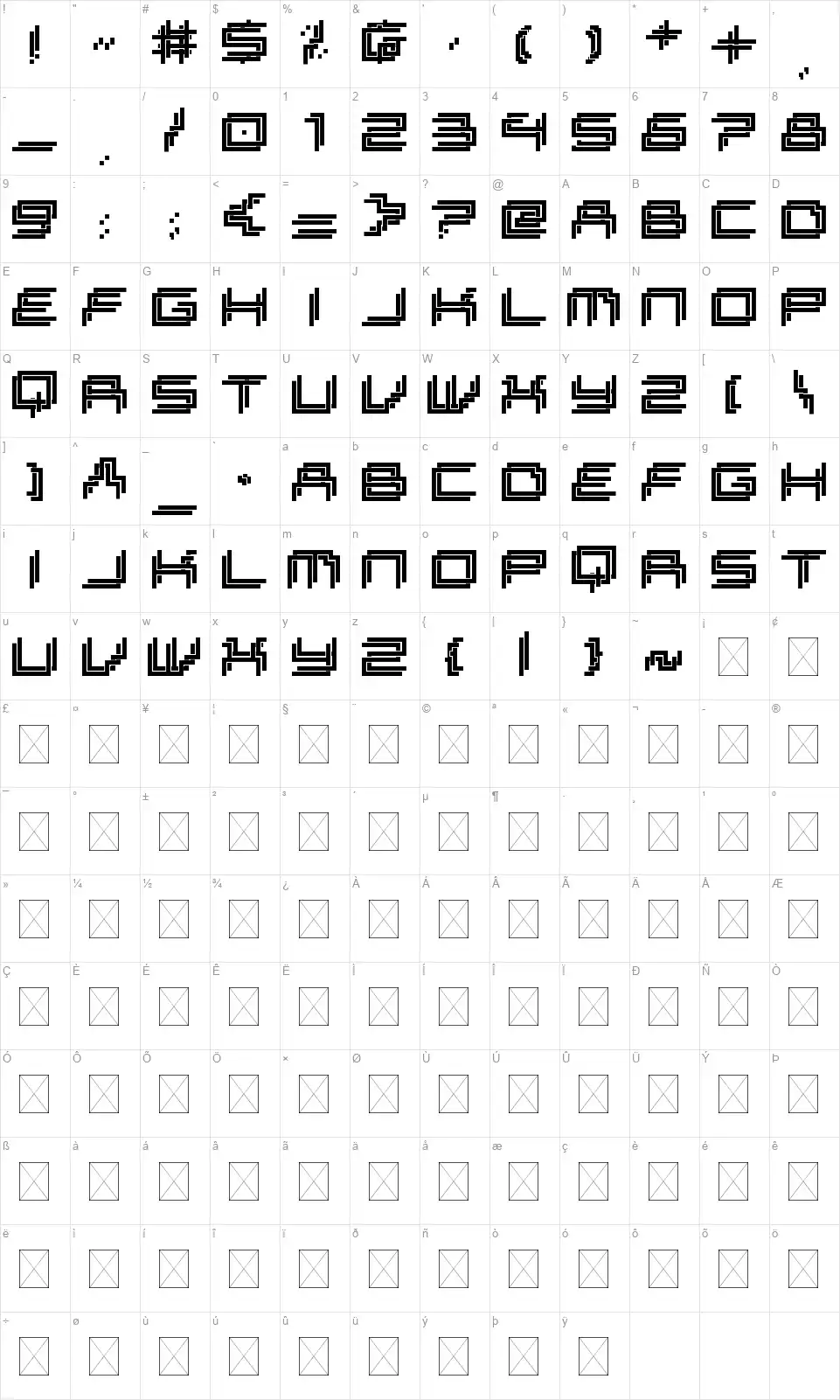 Lyka Gemelosfont character map