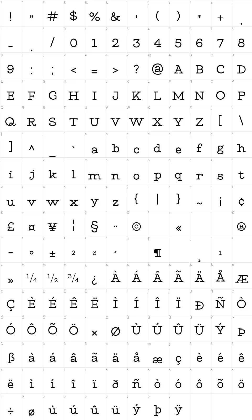 Made Waffle Slabfont character map