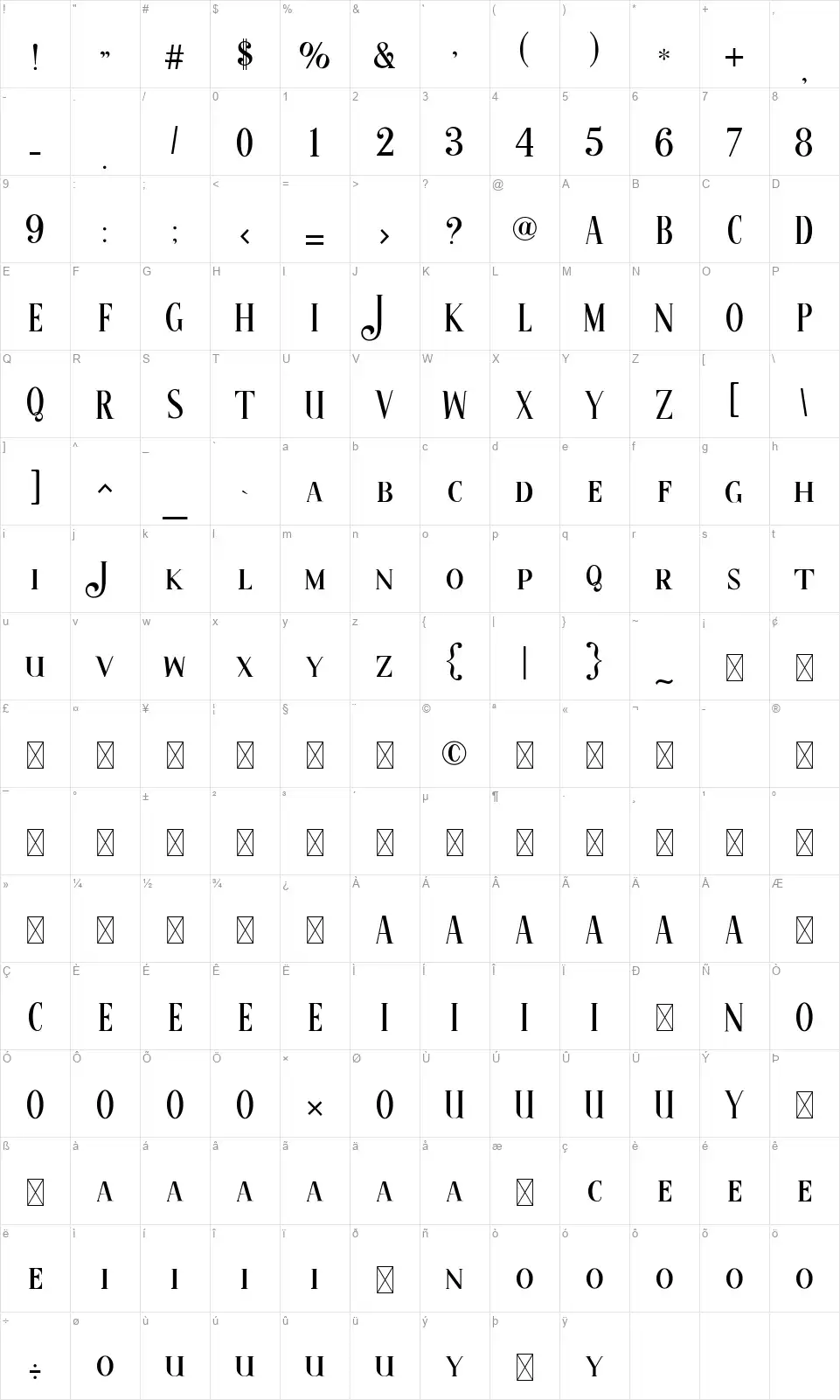 Magic Sparklefont character map