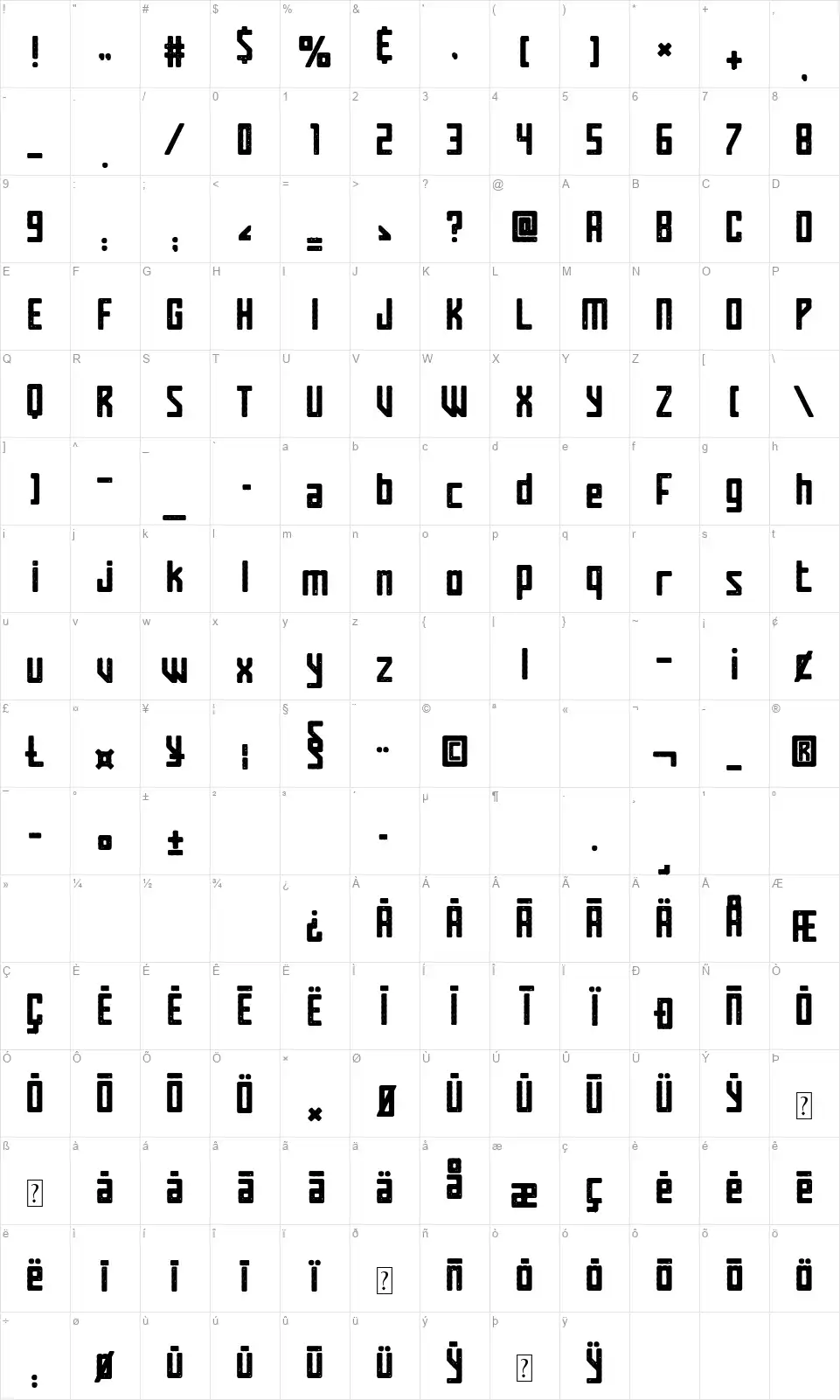 Magician Ringsfont character map