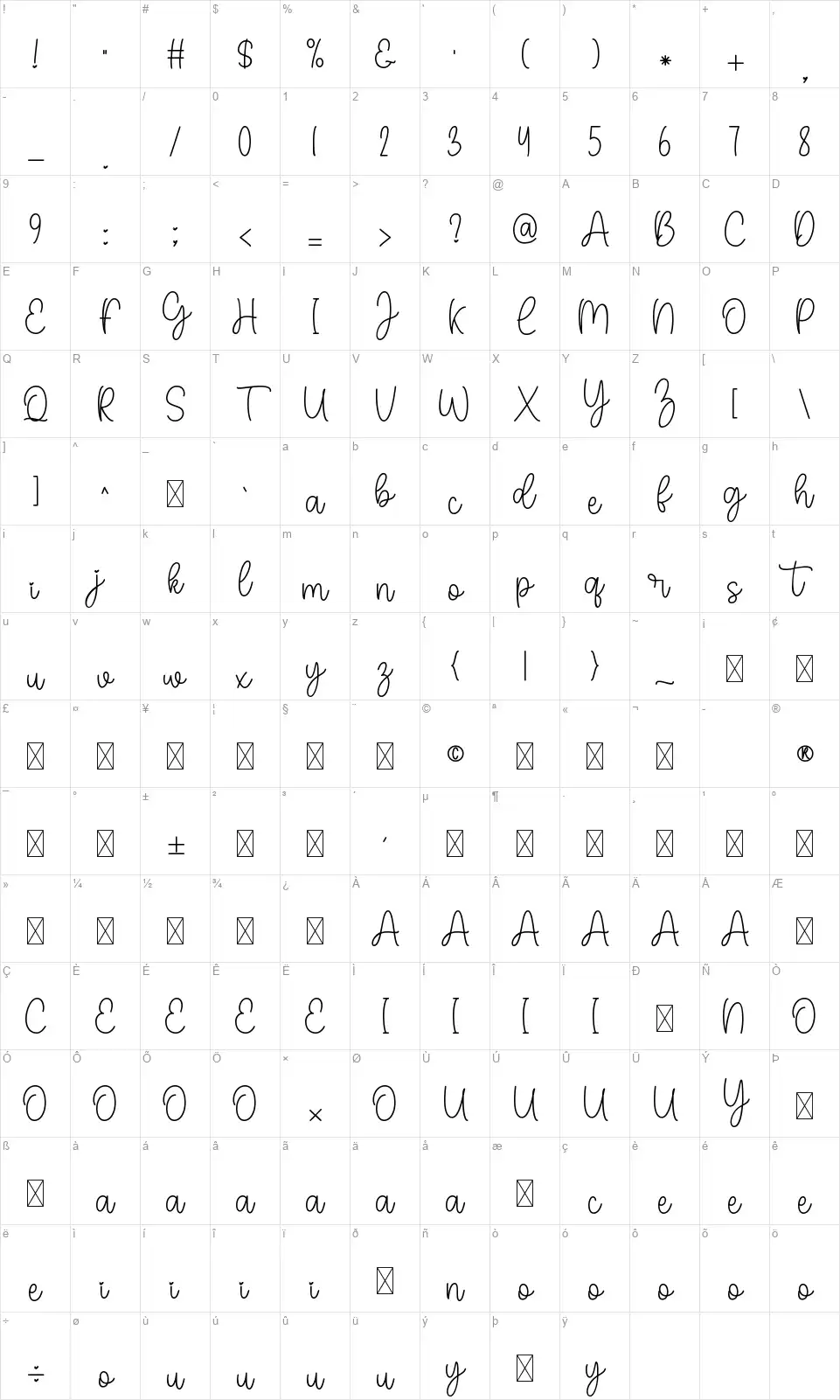 Marie Clairiefont character map
