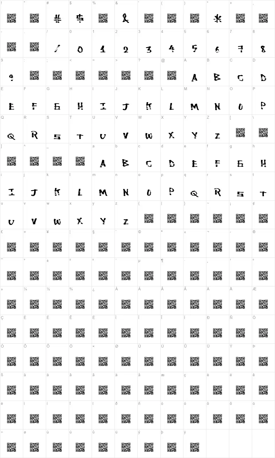 Marquezfont character map