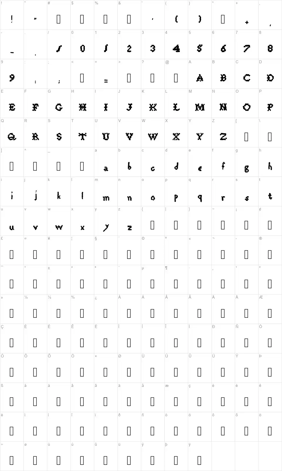 Martha Stapletonfont character map