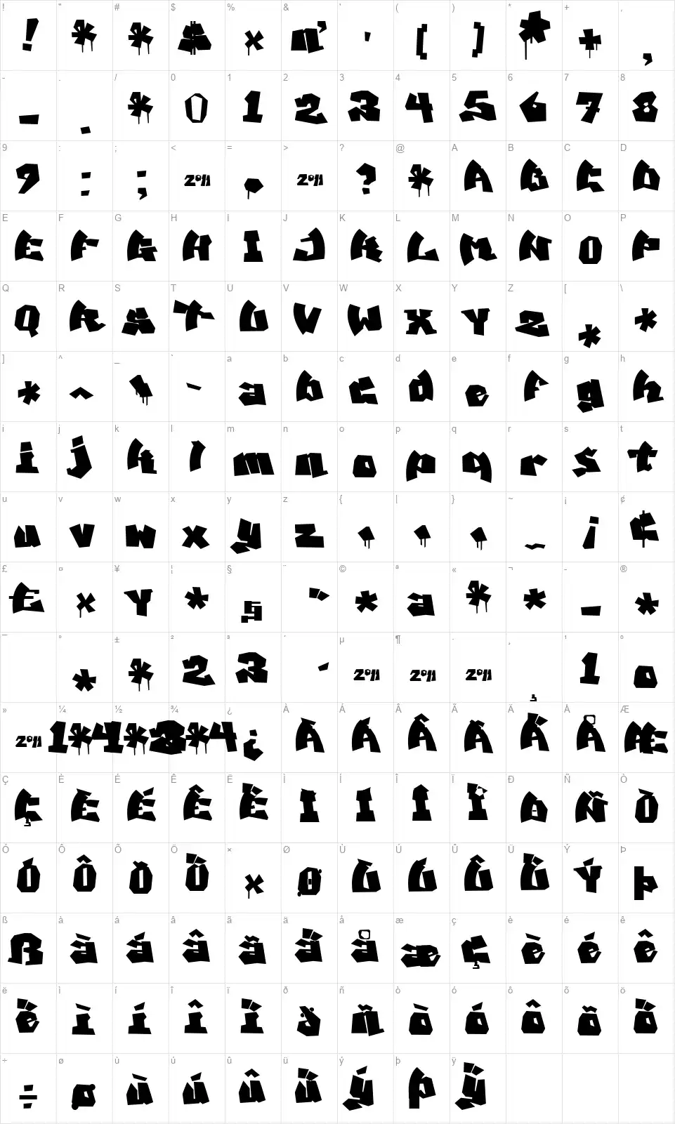 Mawns Graffitifont character map