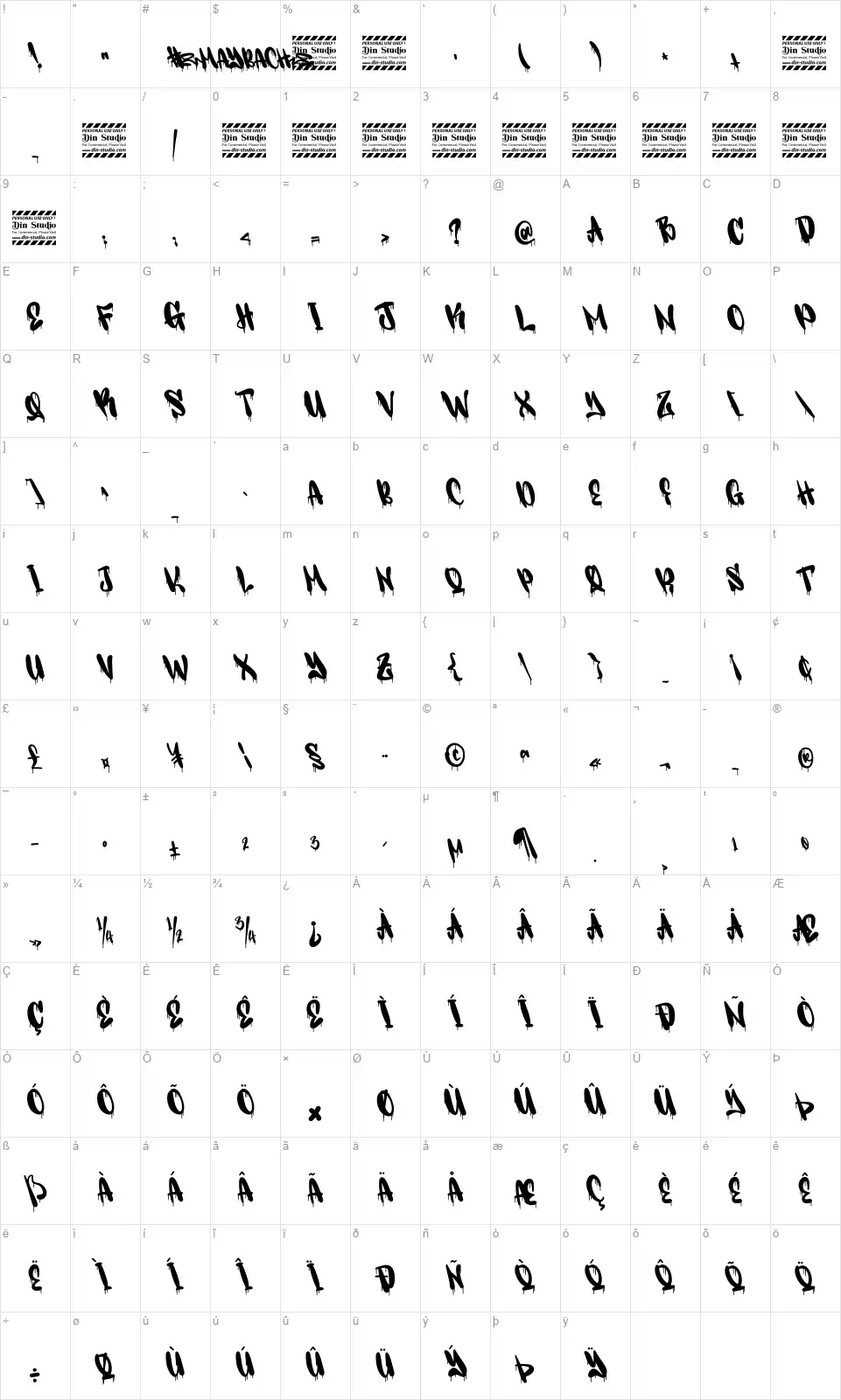 Maybachfont character map