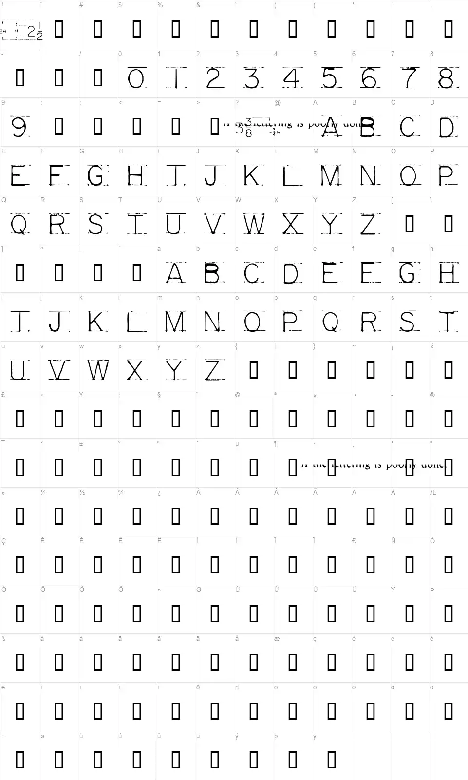 Mechanical Funfont character map