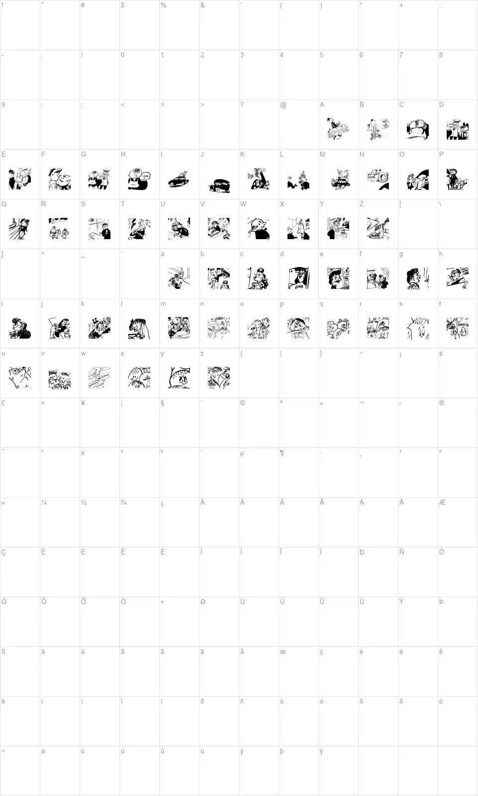 Menschenskinderfont character map