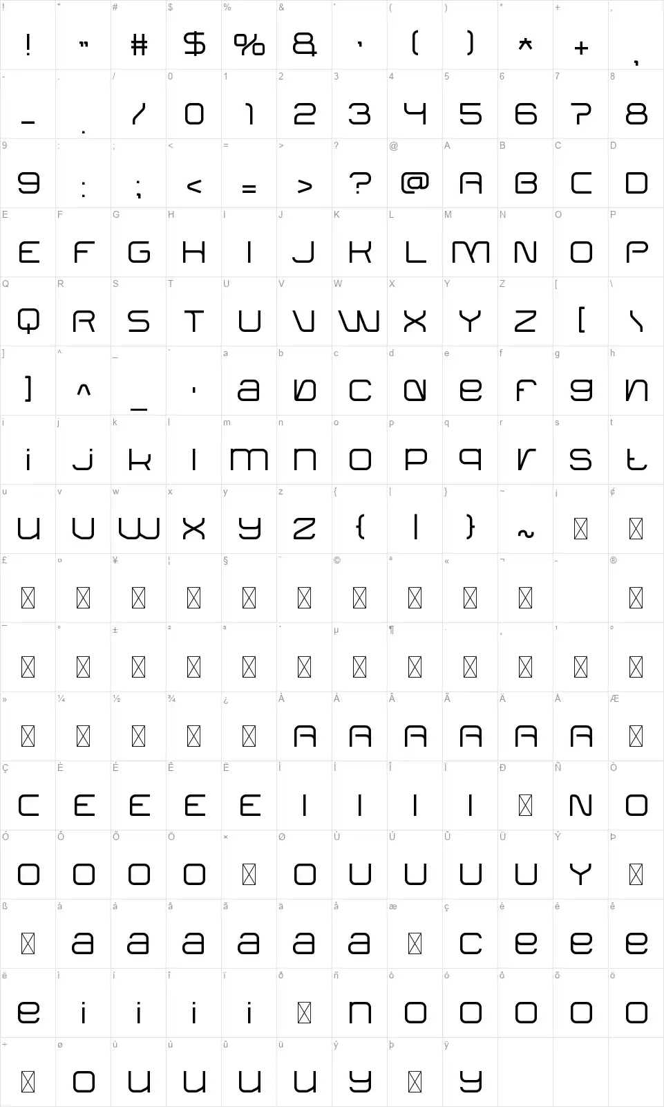MEREDIUZfont character map
