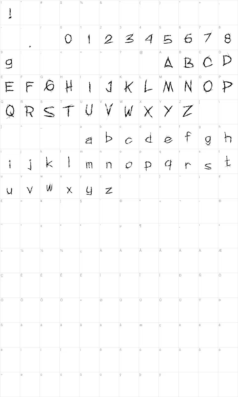 MNF Rejorm Mayfont character map