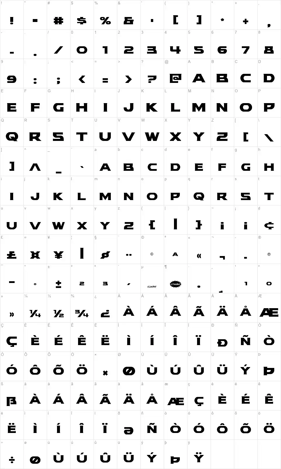 Modi Thorsonfont character map