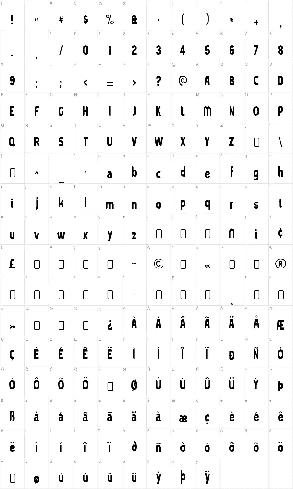 MoldPapa-Regularfont character map