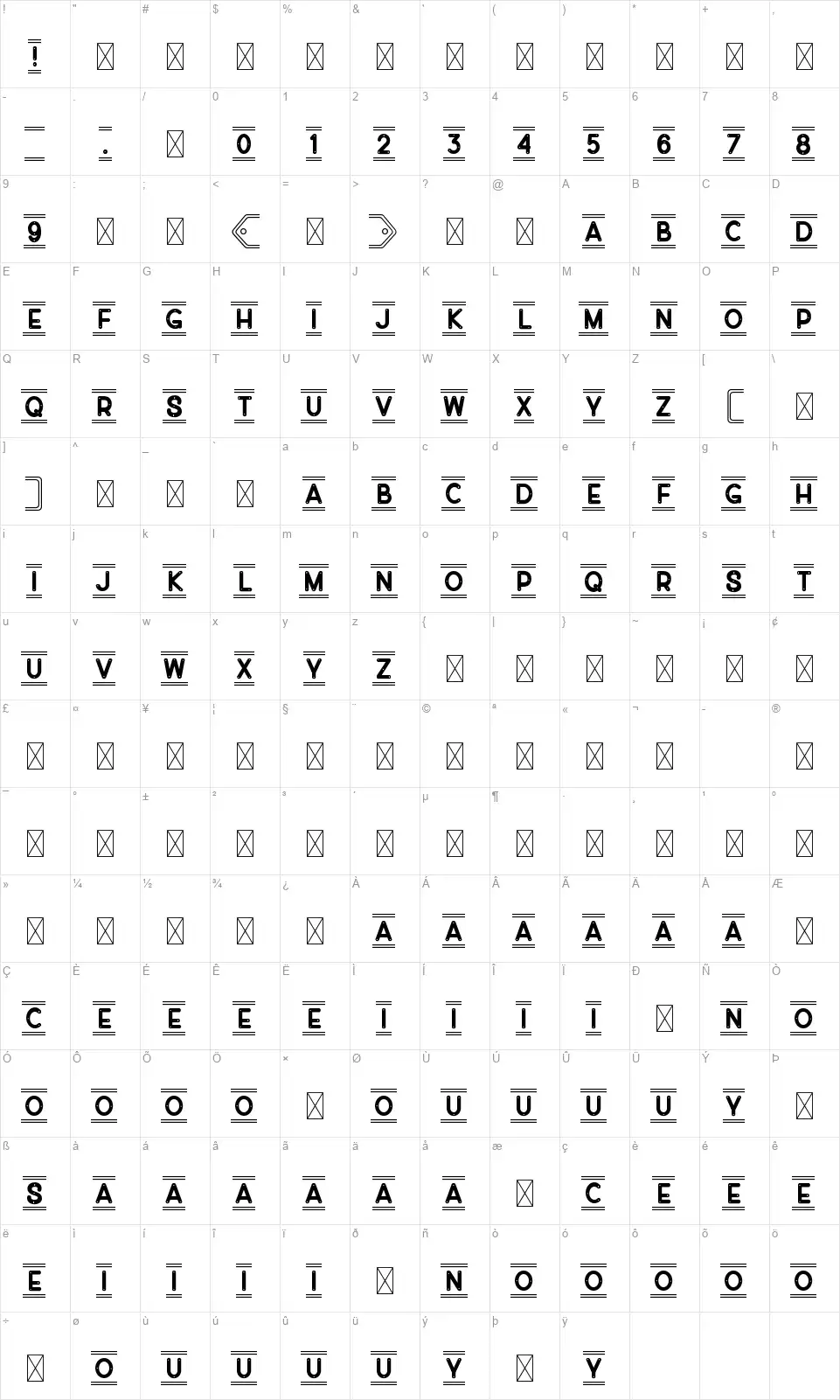 Montecarlitofont character map