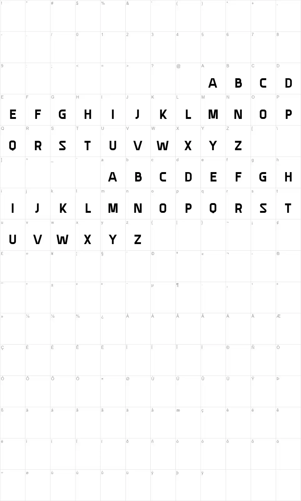 Montsalvatfont character map