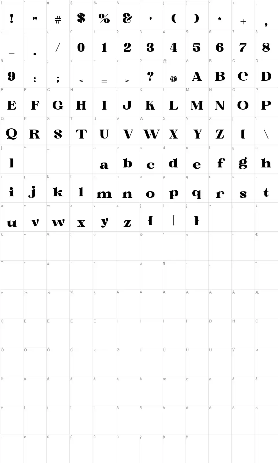 Morning Sweetestfont character map