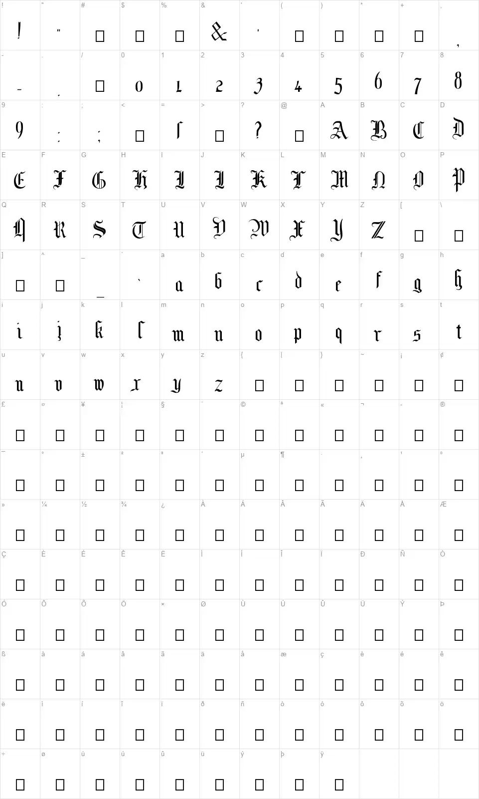 Mottisfontfont character map