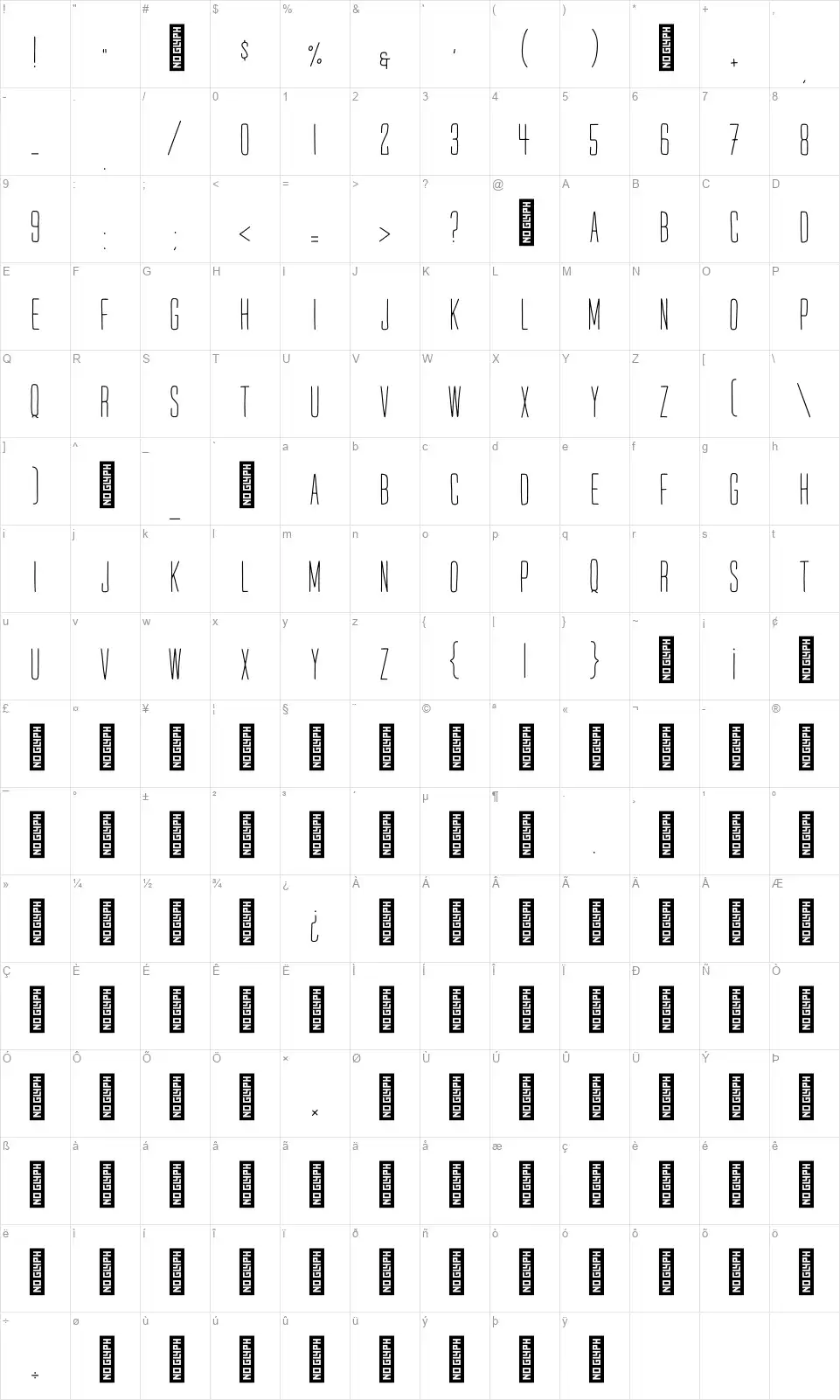 Mr. Quincyfont character map