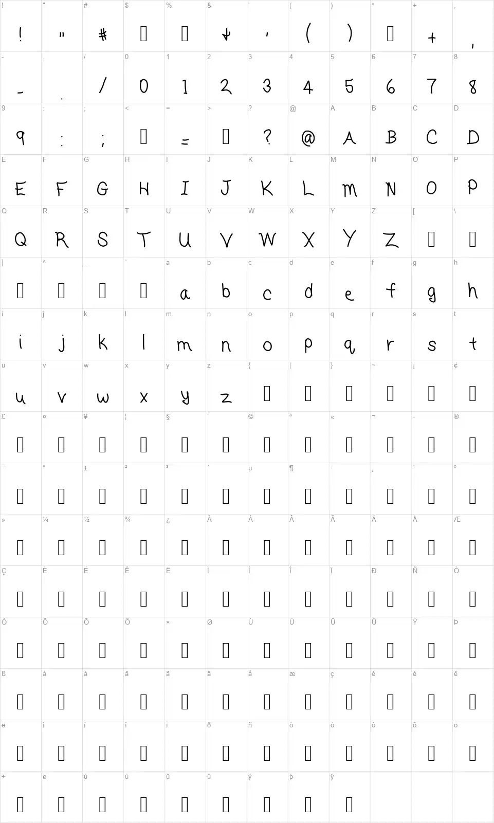 My dad drives me crazyfont character map