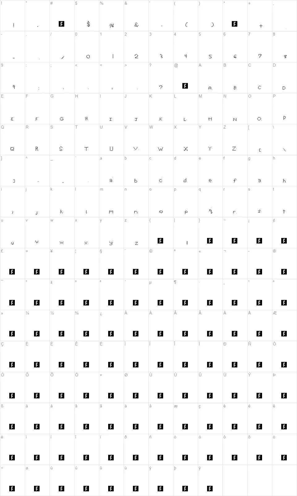 My Lucky Stars!font character map
