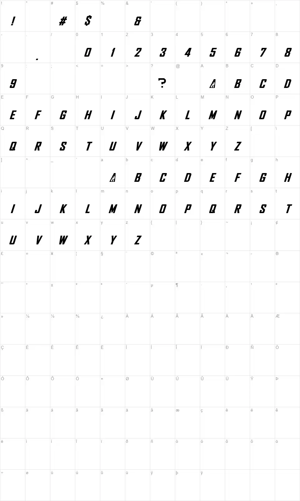 NHL Flamesfont character map